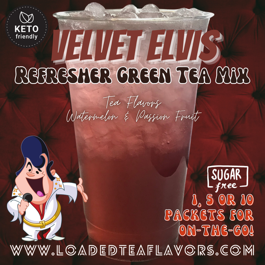 Velvet Elvis Refresher Green Tea Keto Friendly Beverage Powder Packets Zero Carb Drink Mix 0 Calories Sugar Free