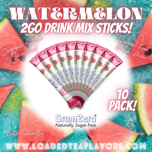 WATERMELON 2GO Sugar Free Drink Mix Sticks: 10 Pack 🍓 Flavor Loaded Teas