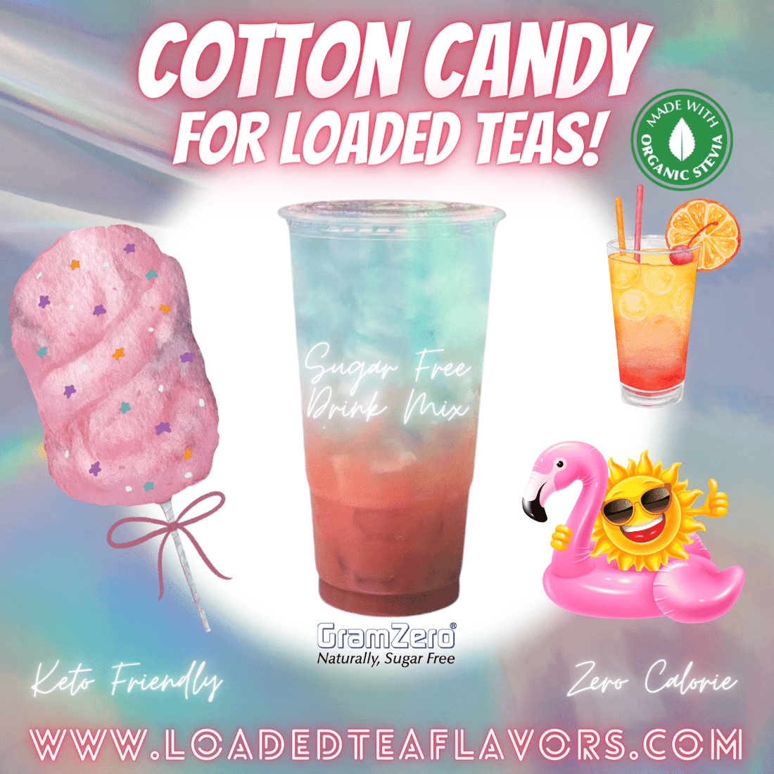 COTTON CANDY Sugar Free Beverage Mix 🍭 Aspartame Free Drink Mixes To F