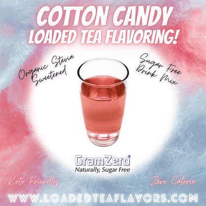 Cotton Candy Loaded Tea Flavoring Sugar Free Drink Mix Without Aspartame or Artificial Sweeteners GramZero Beverage Mixes