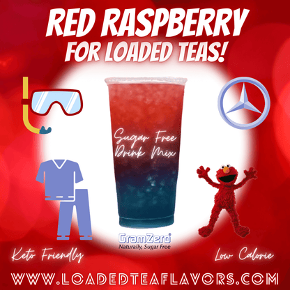 Red Raspberry Loaded Tea Flavoring Sugar Free Drink Mix Without Aspartame or Artificial Sweeteners GramZero Beverage Mixes