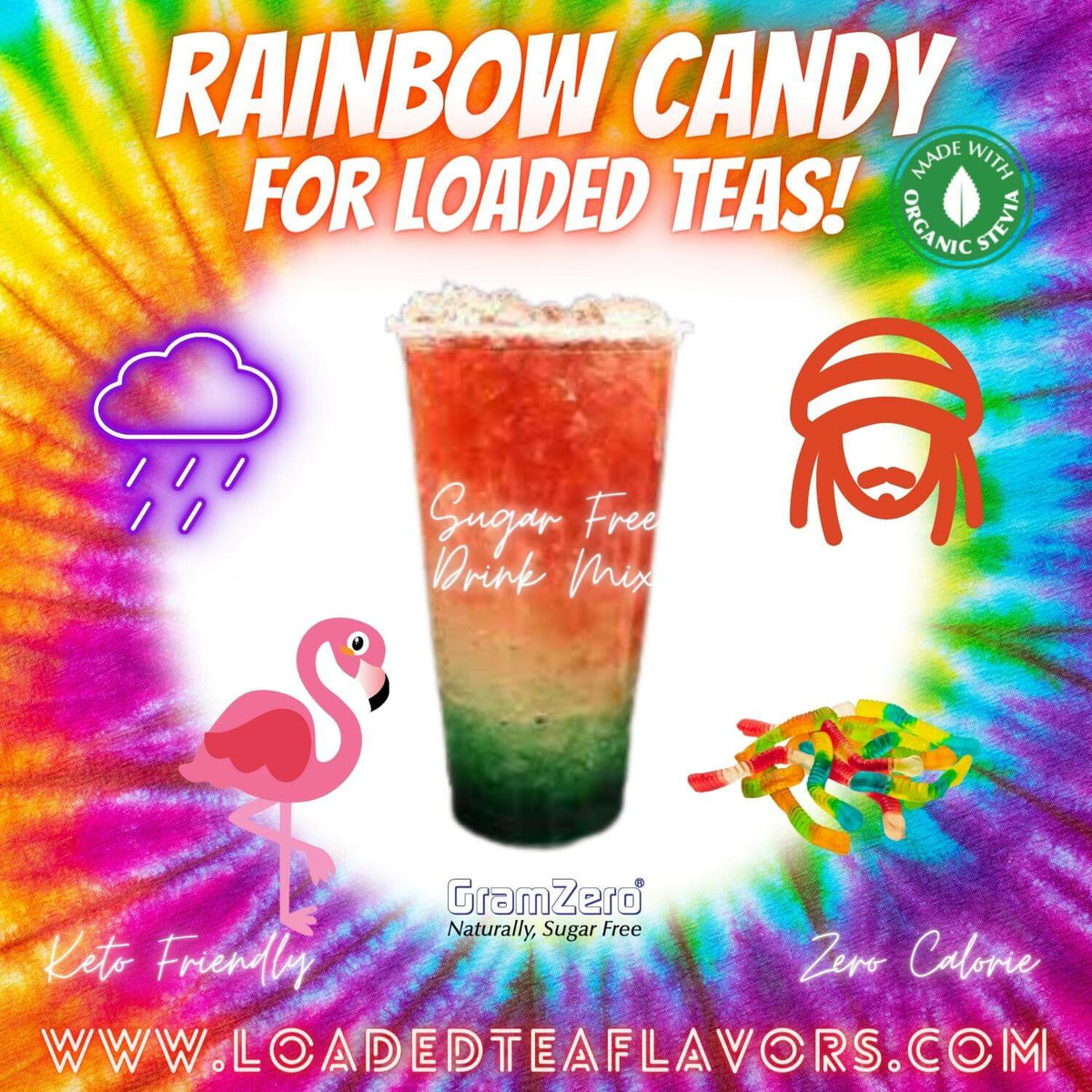 Raingoz Tea RAINBOW CANDY Sugar Free Beverage Mix 🌈 Aspartame Free Drink Mixes To ...