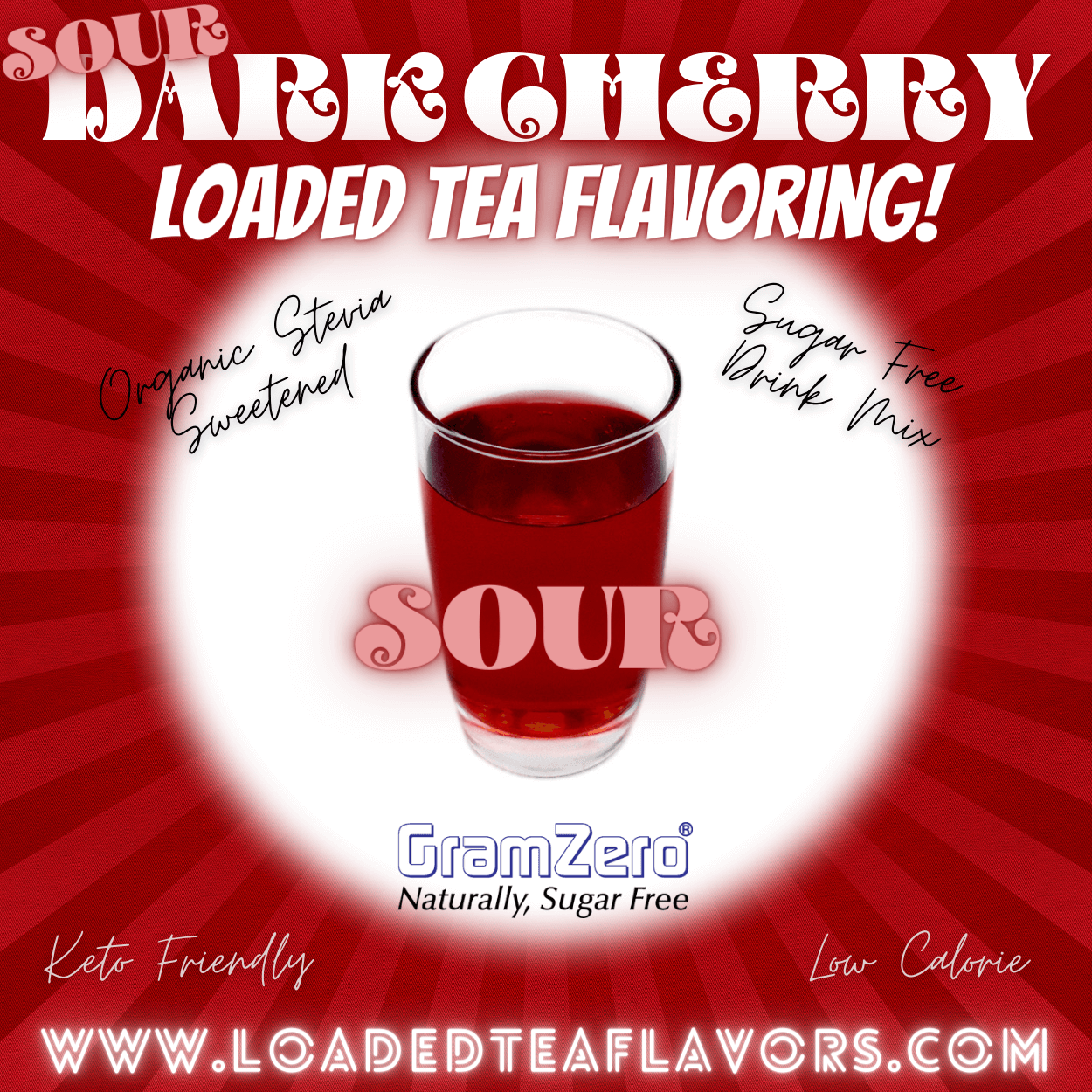 SOUR DARK CHERRY Sugar Free Drink Mix 😜🍒 Loaded Tea Flavoring